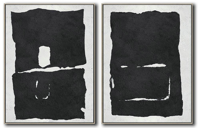 Extra Large Painting,Set Of 2 Minimal Painting On Canvas - Abstract Oil Painting
